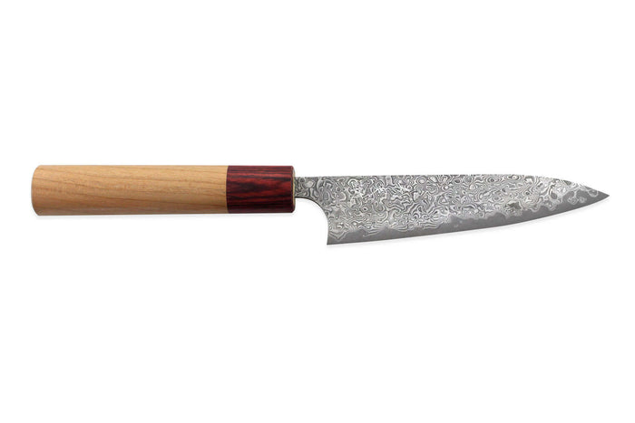 Couteau universel japonais artisanal Yoshimi Kato 12cm VG10 Nickel Damascus cerisier