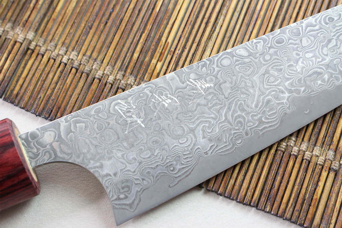 Couteau universel japonais artisanal Yoshimi Kato 12cm VG10 Nickel Damascus cerisier