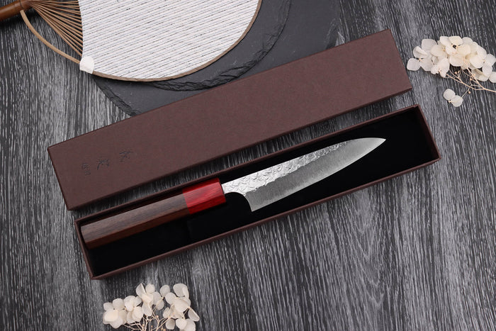 Couteau universel japonais artisanal Yoshimi Kato Minamo SG2 Tsuchime 12cm