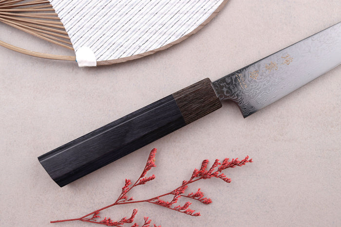 Couteau universel kiritsuke japonais Kanetsugu Zuiun Kiwami revêtement DLC 15cm