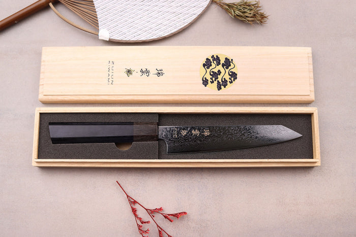Couteau universel kiritsuke japonais Kanetsugu Zuiun Kiwami revêtement DLC 15cm