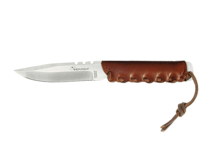 Couteau Wildsteer Baby Wild BWI0102 lame 9cm manche cuir marron + étui en cuir assorti