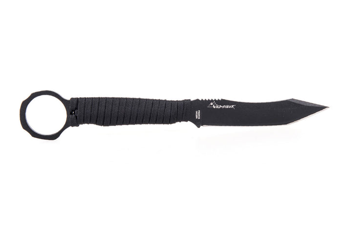 Couteau Wildsteer Scorpion SCO3113 lame noire tanto 8,4cm manche paracorde noir + étui Kydex