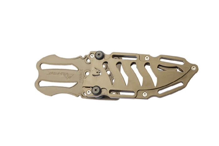 Couteau Wildsteer Skarabe SKA3111 lame noire 11cm manche paracorde Désert + étui en POM