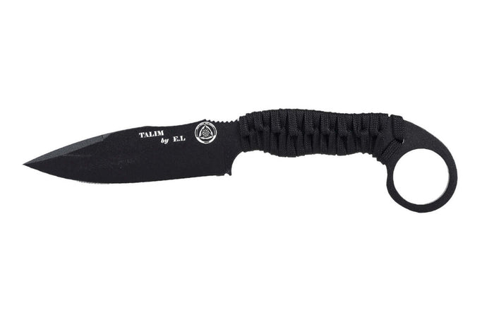 Couteau Wildsteer Talim TAL3113 lame noire 9,7cm manche paracorde noire + étui Kydex