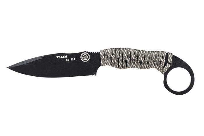Couteau Wildsteer Talim TAL3114 lame noire 9,7cm manche paracorde urban camo + étui Kydex