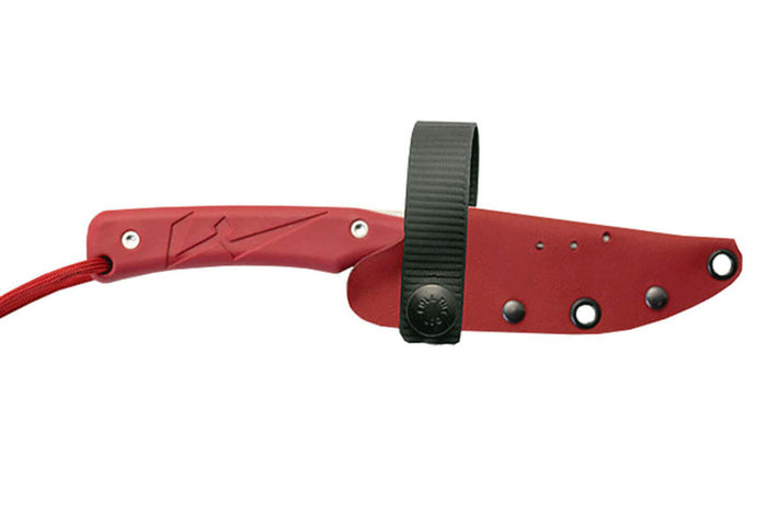 Couteau Wildsteer Troll TRO0104 lame 8,5cm manche tactiprène rouge + étui en Kydex