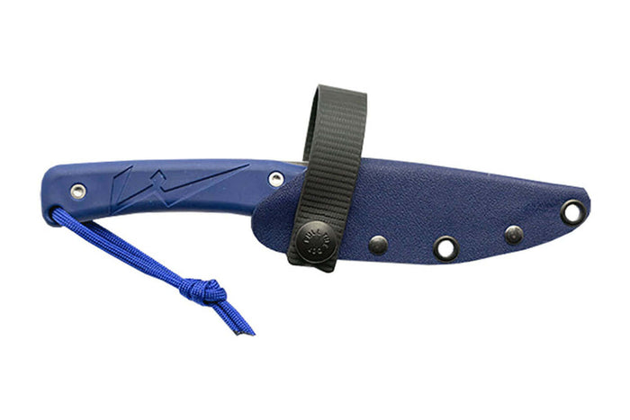 Couteau Wildsteer Troll TRO0108 lame 8,5cm manche tactiprène bleu + étui en Kydex