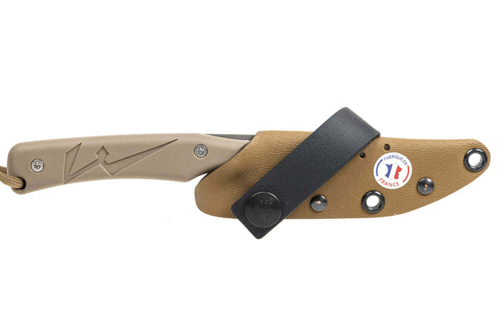 Couteau Wildsteer Troll TRO0115 lame 8,5cm manche tactiprène coyote + étui en Kydex