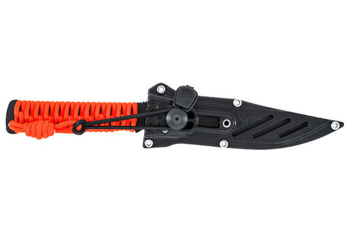 Couteau Wildsteer Wild Tech4 XL WT4XL3122 lame noire 11,5cm manche paracorde Orange Fluo + étui en POM