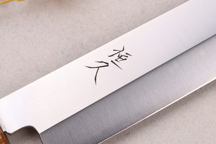 Couteau yanagiba 24cm artisanal japonais Tsunehisa AUS-8 manche en chêne