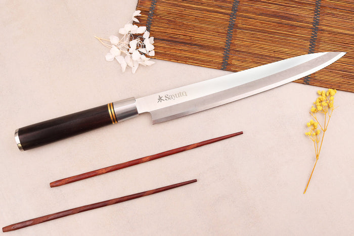 Couteau yanagiba 24cm Sayuto Ebène 7Cr manche en ébène