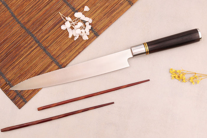 Couteau yanagiba 24cm Sayuto Ebène 7Cr manche en ébène