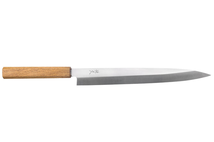 Couteau yanagiba 27cm artisanal japonais Tsunehisa AUS-8 manche en chêne