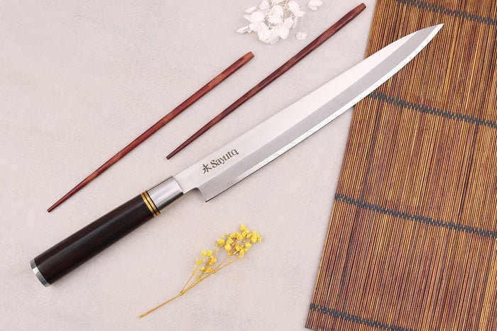 Couteau yanagiba 27cm Sayuto Ebène 7Cr manche en ébène