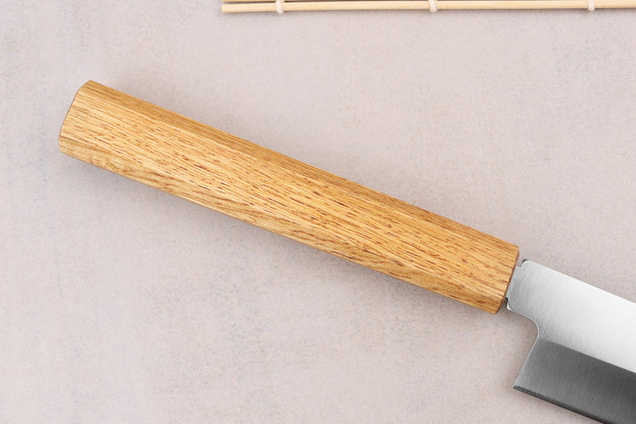 Couteau yanagiba 30cm artisanal japonais Tsunehisa AUS-8 manche en chêne