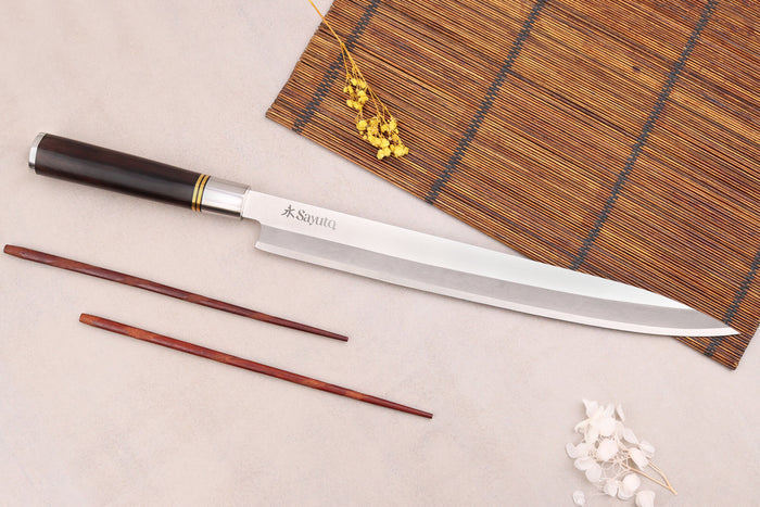 Couteau yanagiba 30cm Sayuto Ebène 7Cr manche en ébène