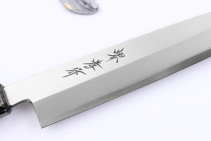 Couteau yanagiba japonais 21cm Sakai Takayuki Nanairo manche en résine ABS laquée