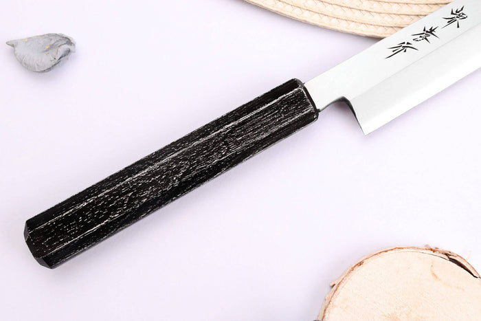 Couteau yanagiba japonais 21cm Sakai Takayuki Nanairo manche en résine ABS laquée
