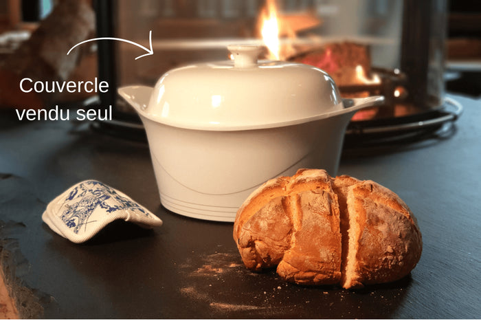 Couvercle à pain pour cocotte Cookut 24cm en céramique blanche