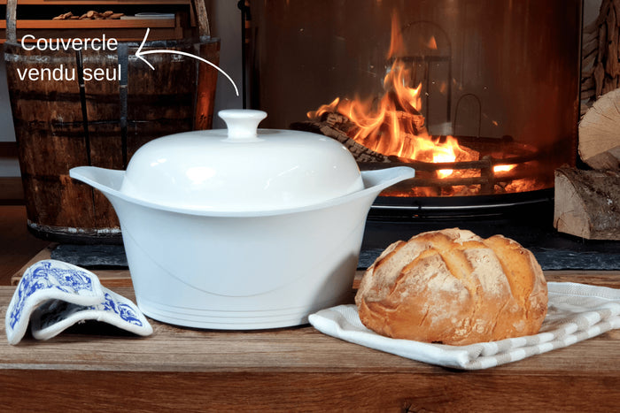 Couvercle à pain pour cocotte Cookut 24cm en céramique blanche