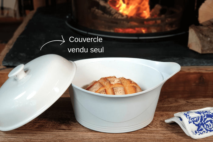 Couvercle à pain pour cocotte Cookut 24cm en céramique blanche