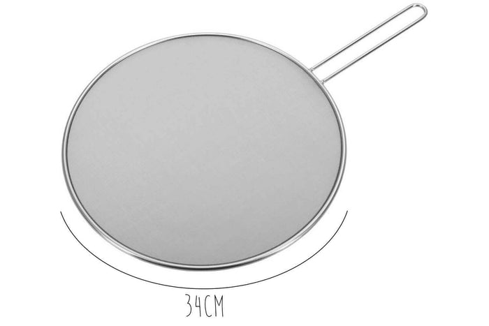 Couvercle anti-projections en inox 18/10 diamètre 34cm avec poignée