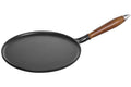 Crêpière en fonte émaillée STAUB noire 28cm manche bois