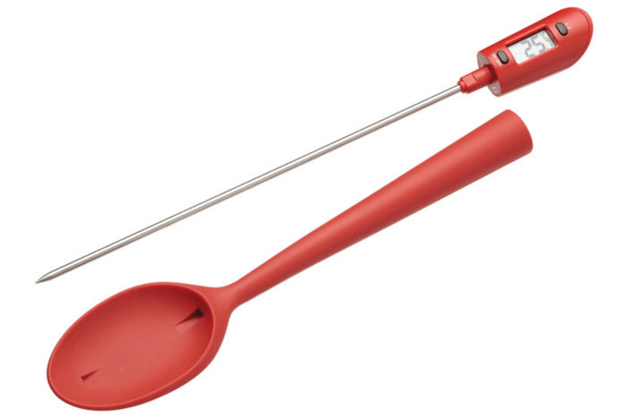 Cuillère-thermomètre KitchenCraft Home Made en silicone rouge