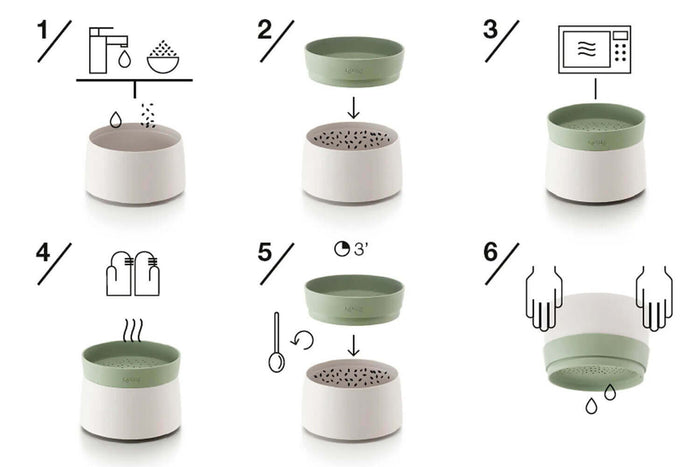 Cuiseur à riz et céréales rapide Lékué Quick Quinoa & Rice Cooker en silicone platinum