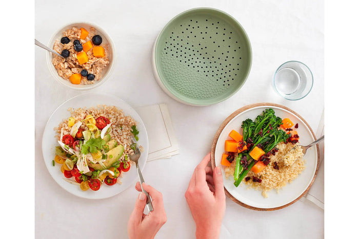 Cuiseur à riz et céréales rapide Lékué Quick Quinoa & Rice Cooker en silicone platinum