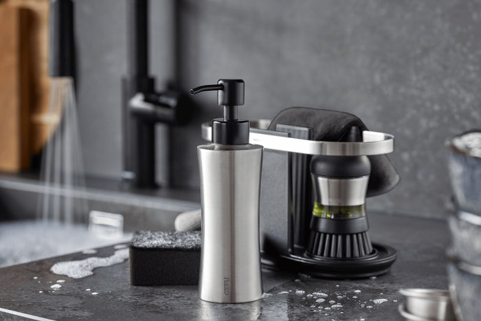 Distributeur de liquide vaisselle Gefu Swift 230ml en inox 18/10