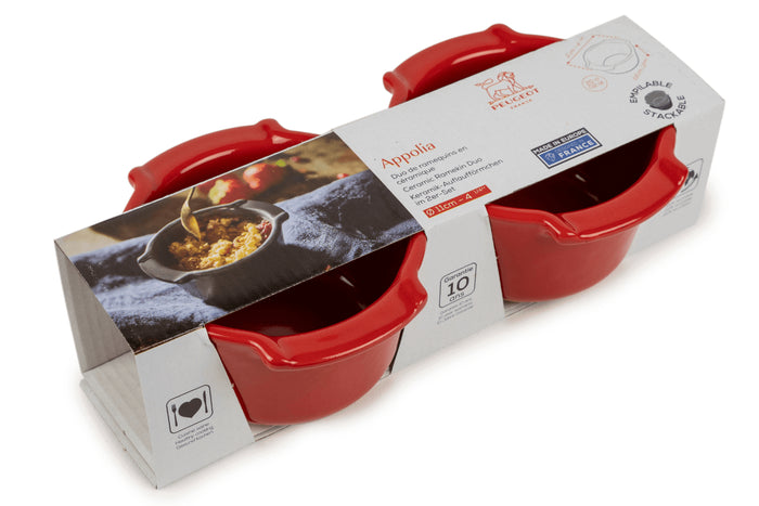 Duo ramequins Peugeot Appolia en céramique rouge diamètre 11cm