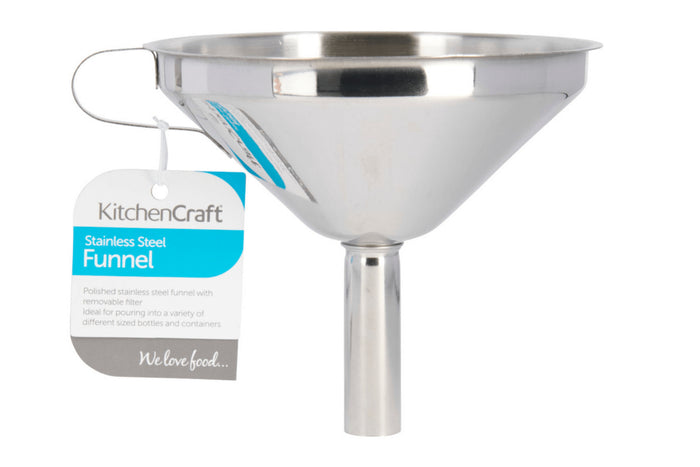 Entonnoir KitchenCraft en acier inoxydable 13cm + filtre amovible