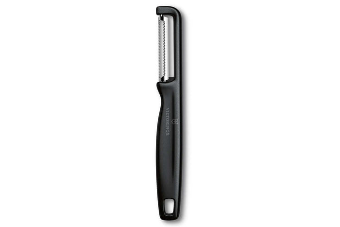 Eplucheur Victorinox Iota à lame dentée et manche noir