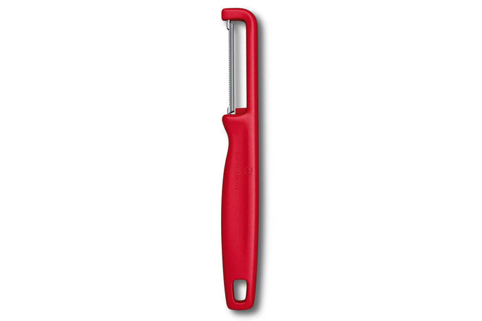 Eplucheur Victorinox Iota à lame dentée et manche rouge