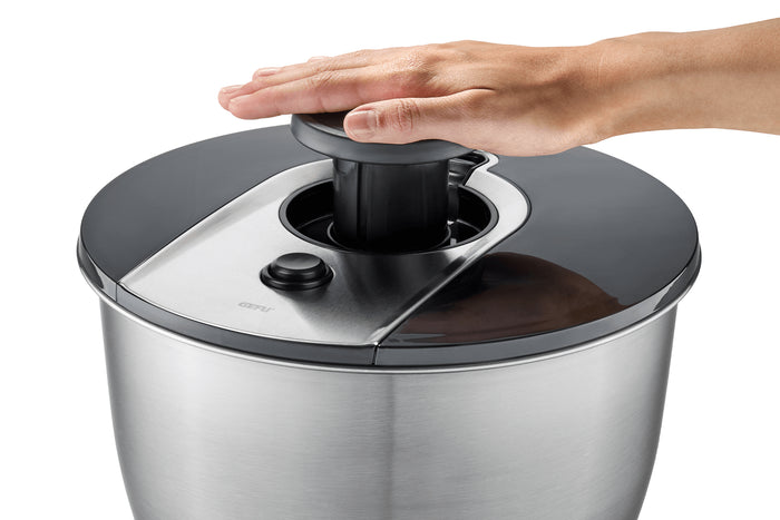 Essoreuse à salade Gefu PUSH IT en acier inoxydable 5L