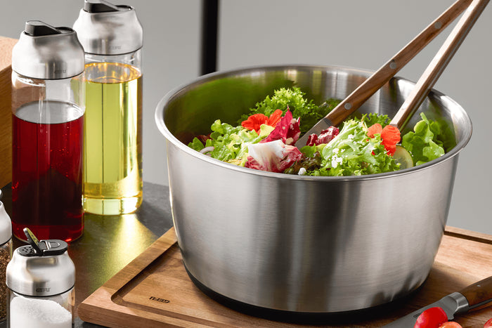 Essoreuse à salade Gefu PUSH IT en acier inoxydable 5L