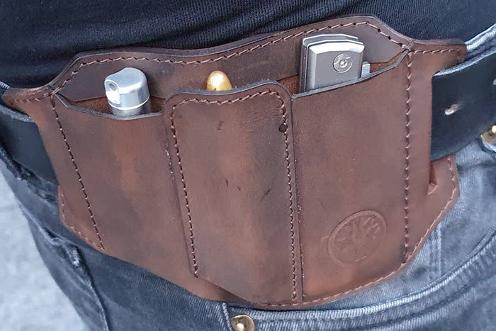 Étui Böker Nubuck Ed-Three 09BO296 en cuir marron 3 compartiments