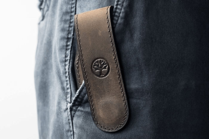 Étui magnétique large Böker 09BO292 en cuir marron 13cm