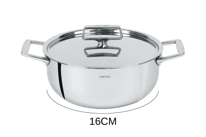 Faitout Cristel Castel'Pro en acier inoxydable 18/10 5 ply - 16cm