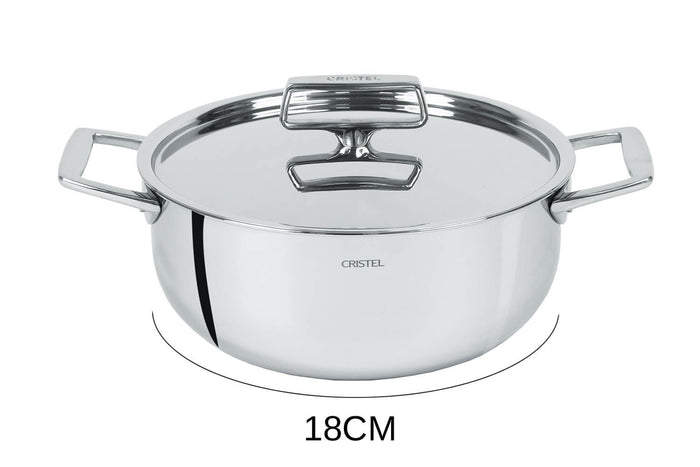 Faitout Cristel Castel'Pro en acier inoxydable 18/10 5 ply - 18cm