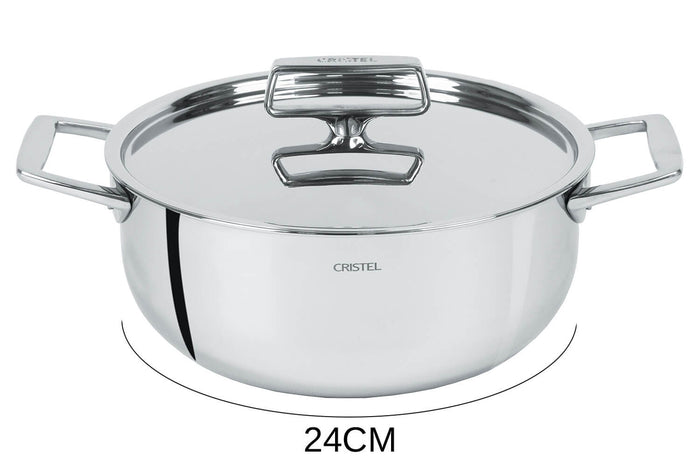Faitout Cristel Castel'Pro en acier inoxydable 18/10 5 ply - 24cm