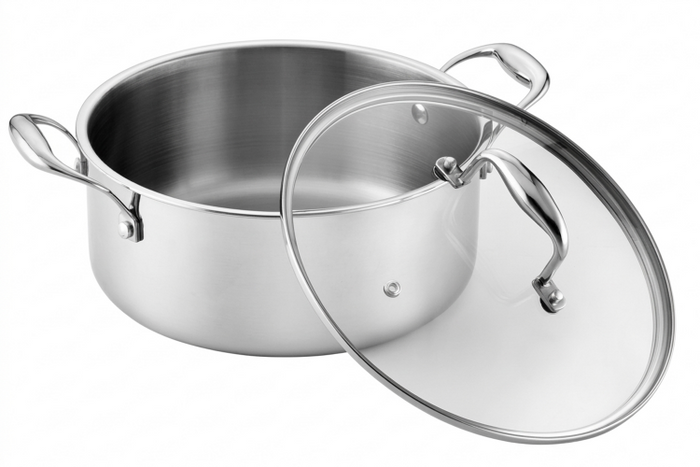 Faitout Pradel Excellence Lumia en inox avec couvercle en verre - 24cm