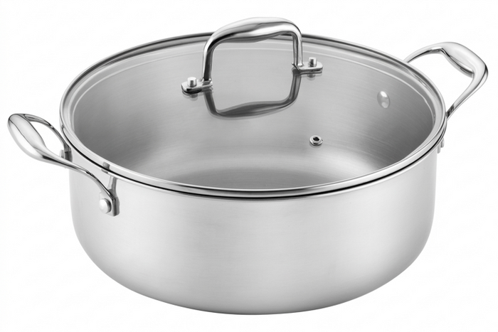 Faitout Pradel Excellence Lumia en inox avec couvercle en verre - 28cm