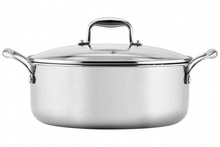 Faitout Pradel Excellence Lumia en inox avec couvercle en verre - 28cm