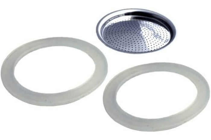 Filtre de rechange pour cafetière italienne Gefu Emilio 2 tasses + 2 joints d'étanchéité