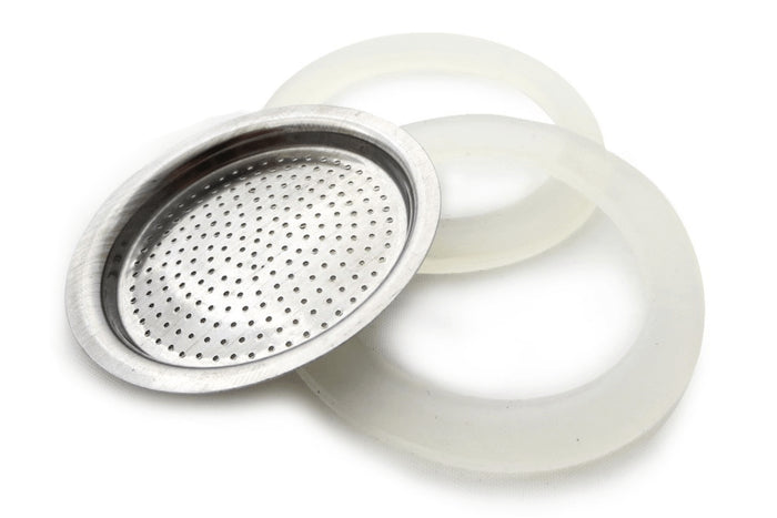 Filtre de rechange pour cafetière italienne Gefu Emilio 2 tasses + 2 joints d'étanchéité