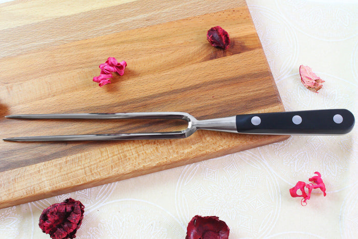 Fourchette à viande Sabatier Éléphant Idéal Forgé 17cm manche nylon noir