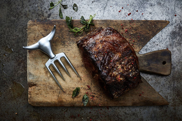 Fourchette à viande Steak Champ Bull Fork en zinc chromé 16,5cm